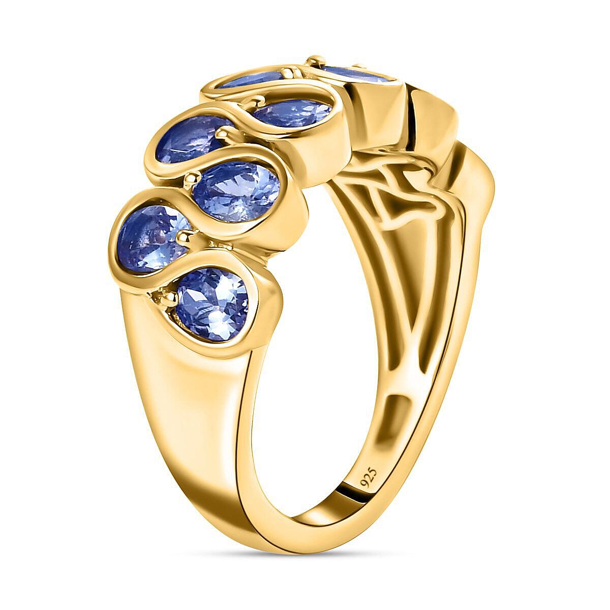 Tanzanite Half Eternity Ring in 18K Yellow Gold Vermeil Plated Sterling Silver 1.84 Ct. 7231883 3