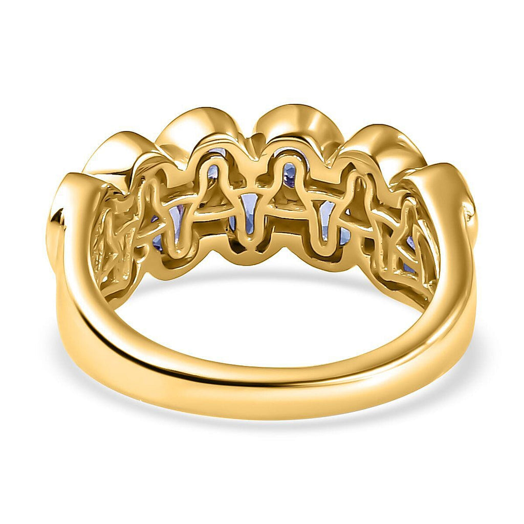 Tanzanite Half Eternity Ring in 18K Yellow Gold Vermeil Plated Sterling Silver 1.84 Ct.