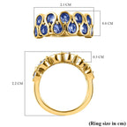 Tanzanite Half Eternity Ring in 18K Yellow Gold Vermeil Plated Sterling Silver 1.84 Ct.