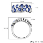 Tanzanite Half Eternity Ring in Platinum Overlay Sterling Silver 2.10 Ct.