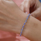 Tanzanite Bracelet (Size - 7.5 with Extender) in Sterling Silver 5.46 Ct, Silver Wt. 6.10 Gms.