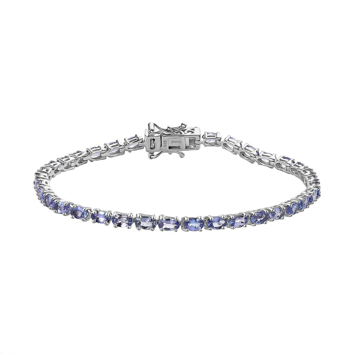 Tanzanite Bracelet With Lock Box (Size - 7) in Rhodium Overlay Sterling Silver 7857333 0