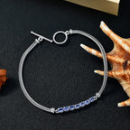 One Time Deal - Handmade Tanzanite Bracelet (Size - 7.5) in Rhodium Overlay Sterling 1.28 Ct.