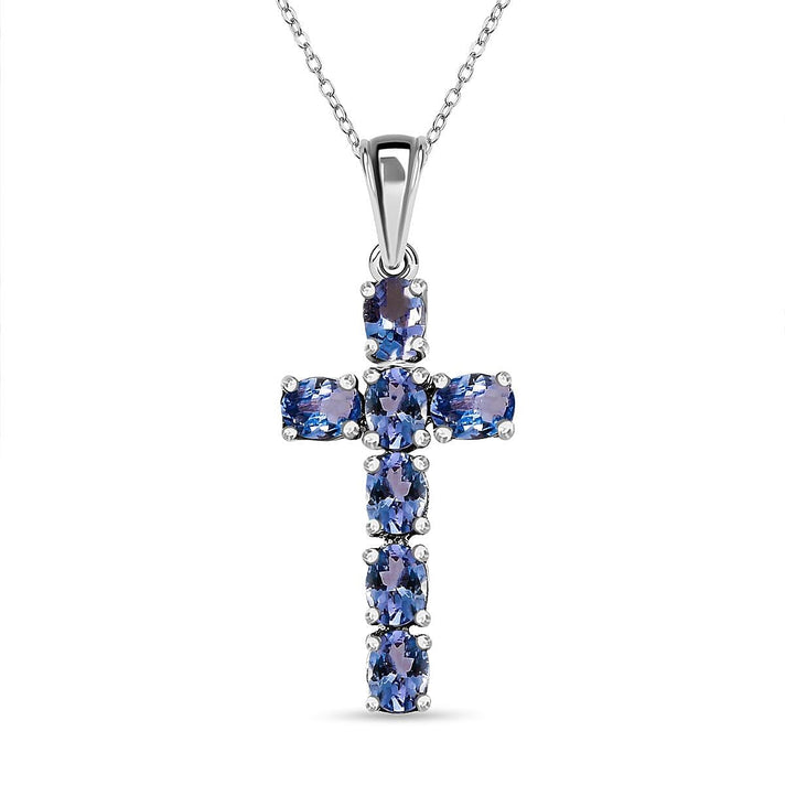D'Joy - Citrine Cross Pendant with Chain (Size 20) in Platinum Overlay Sterling Silver 1.20 Ct. 4267167 1