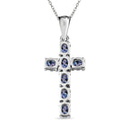 Tanzanite Cross Pendant with Chain (Size 20) in Platinum Overlay Sterling Silver 1.30 Ct.