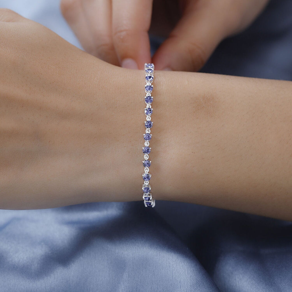 Close Out- Tanzanite Crystal Cluster Bracelet (Size - 7.5) in Sterling Silver 2.80 Ct