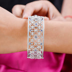 Tanzanite Colour Austrian Crystal Hinged Bangle (Size 7.5)