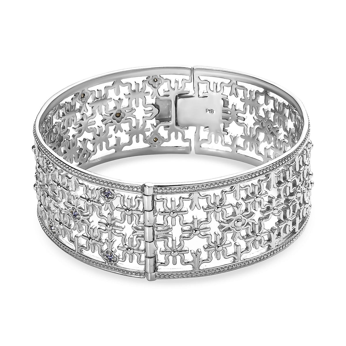 Tanzanite Crystal Bangle (Size 7.5) in Platinum Overlay Silver Tone 7256961 3
