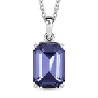 Tanzanite Austrian Crystal Platinum Overlay Sterling Silver Pendant with Stainless Steel Chain (Size 20)