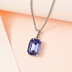 Tanzanite Austrian Crystal Platinum Overlay Sterling Silver Pendant with Stainless Steel Chain (Size 20)
