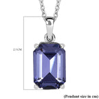 Tanzanite Austrian Crystal Platinum Overlay Sterling Silver Pendant with Stainless Steel Chain (Size 20)