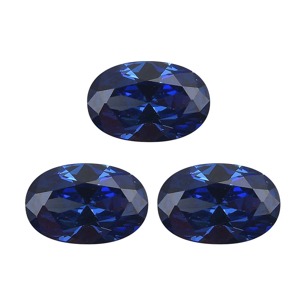 Set of 3 Tanzanite Cubic Zirconia Loose Gemstones in Oval Shape  1.95 Ct. (6x4mm) 8071259 0