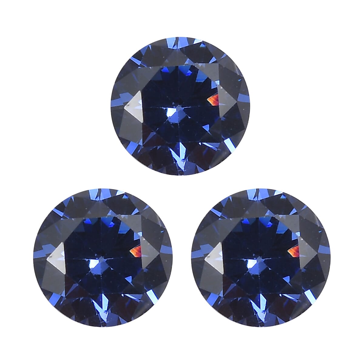 1.16 Ct. Set of 3 Tanzanite Cubic Zirconia Loose Gemstones in Round Shape (4 mm) 8071260 0