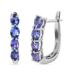Tanzanite Hoop Earrings in Platinum Overlay Sterling Silver 1.34 Ct.