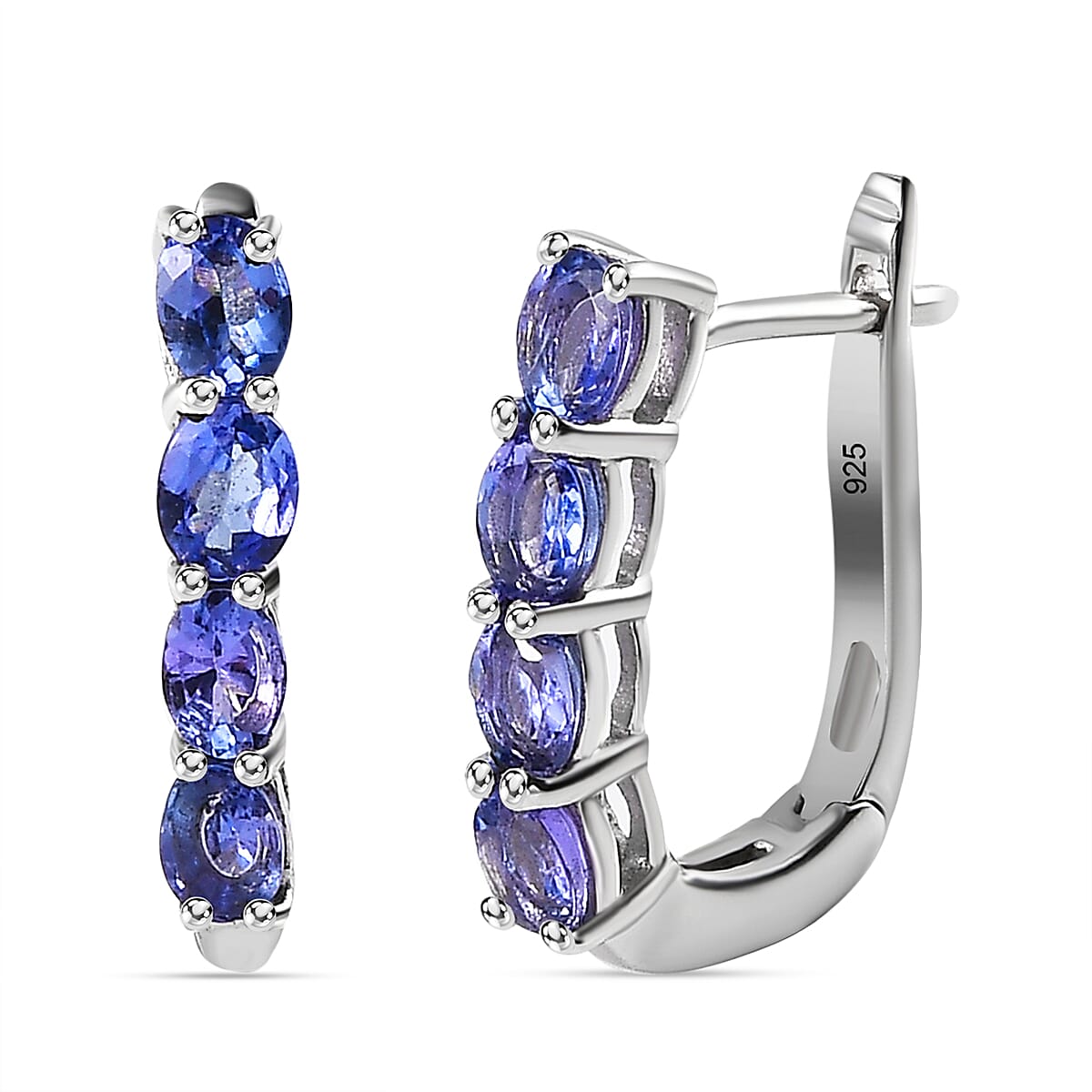 Tanzanite Hoop Earrings in Platinum Overlay Sterling Silver 1.34 Ct. 7664615 0