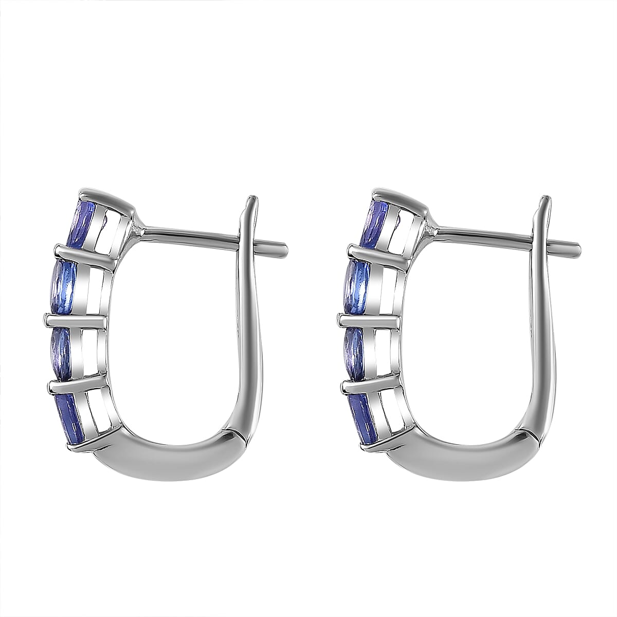 Tanzanite Hoop Earrings in Platinum Overlay Sterling Silver 1.34 Ct. 7664615 4