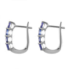 Tanzanite Hoop Earrings in Platinum Overlay Sterling Silver 1.34 Ct.