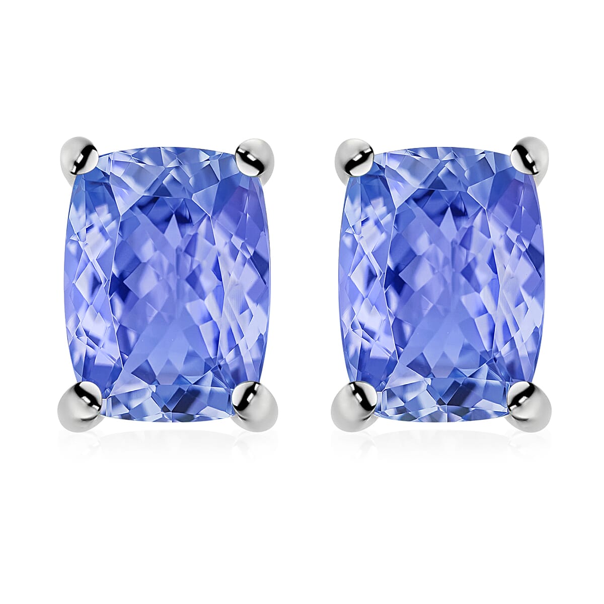 Tanzanite Solitaire Earrings in Platinum Overlay Sterling Silver 2.10 Ct 7721585 0