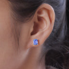 Tanzanite  Earring With Push Back in Platinum Overlay Sterling Silver  1.48 Ct