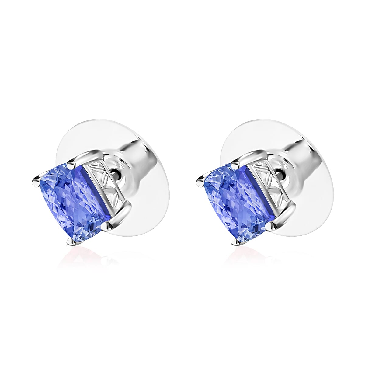 Tanzanite Solitaire Earrings in Platinum Overlay Sterling Silver 2.10 Ct 7721585 3