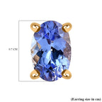 D'Joy Tanzanite Solitaire Earrings with Push Back in 18K Vermeil Yellow Gold Plated Sterling Silver 0.96 Ct.