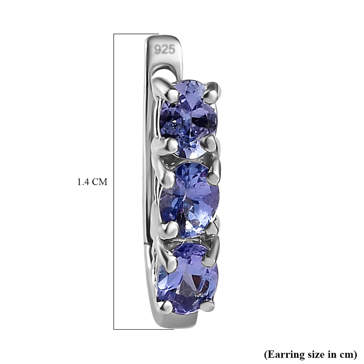 Tanzanite Hoop Earrings (with Clasp) in Platinum Overlay Sterling Silver 1.10 Ct 7211048 5