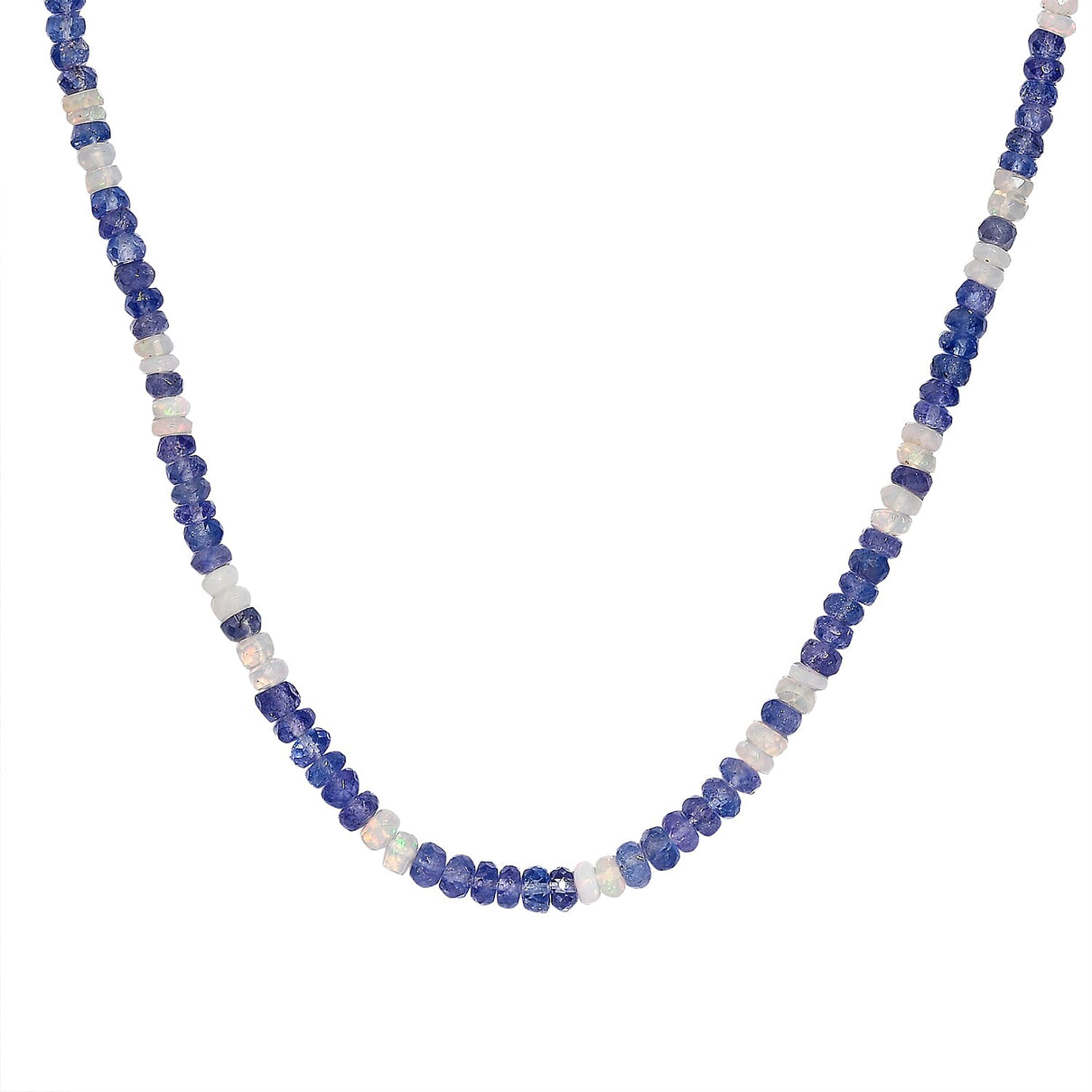 Tanzanite, Ethiopian Opal  Necklace (Size - 18) in Rhodium Overlay Sterling Silver 60.0 ct 7955915 0