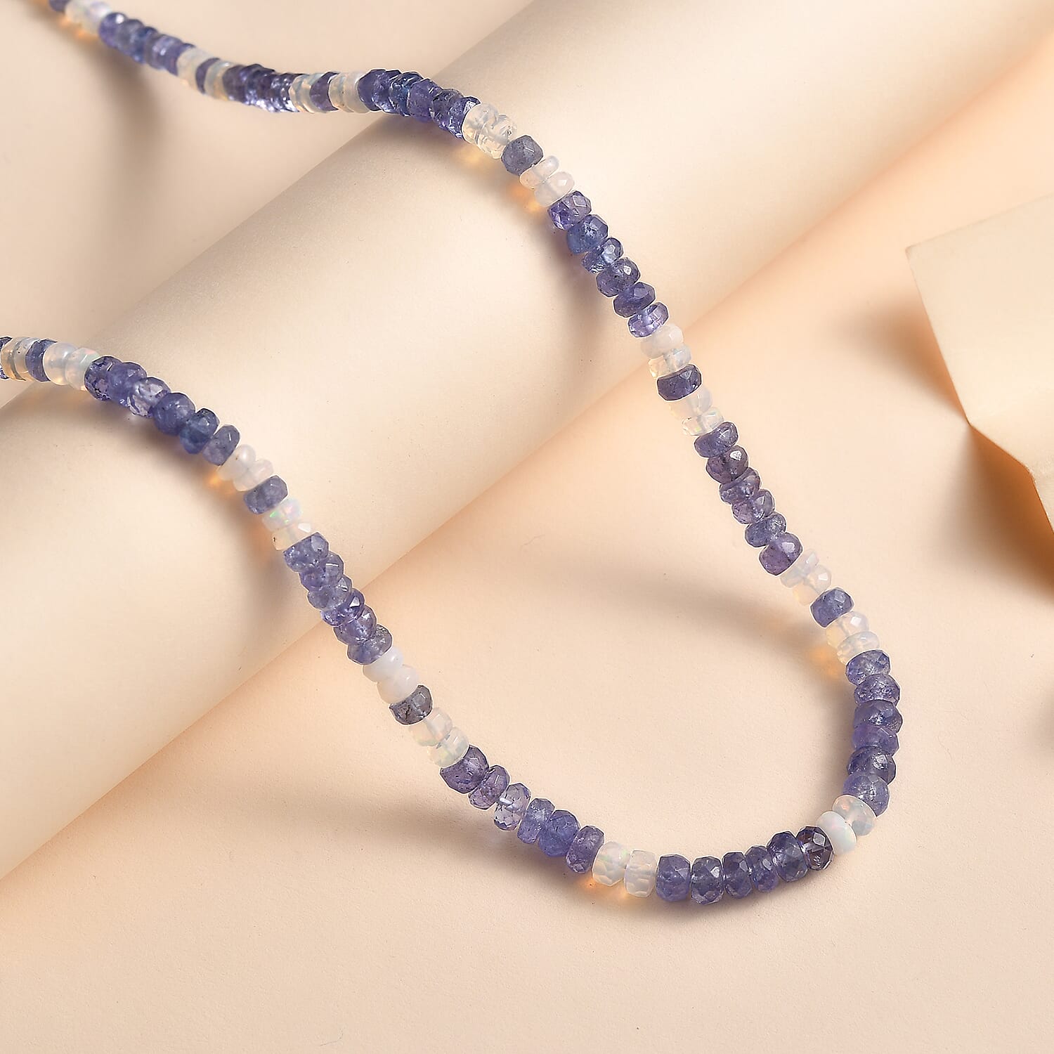 Tanzanite, Ethiopian Opal  Necklace (Size - 18) in Rhodium Overlay Sterling Silver 60.0 ct 7955915 1