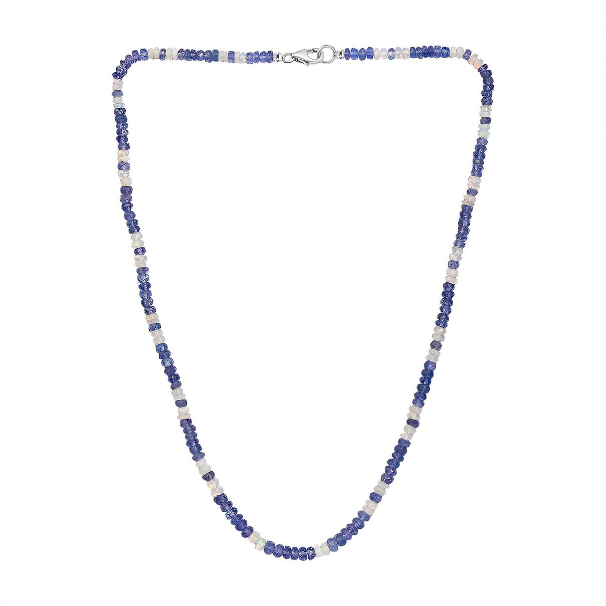 Tanzanite, Ethiopian Opal  Necklace (Size - 18) in Rhodium Overlay Sterling Silver 60.0 ct 7955915 2