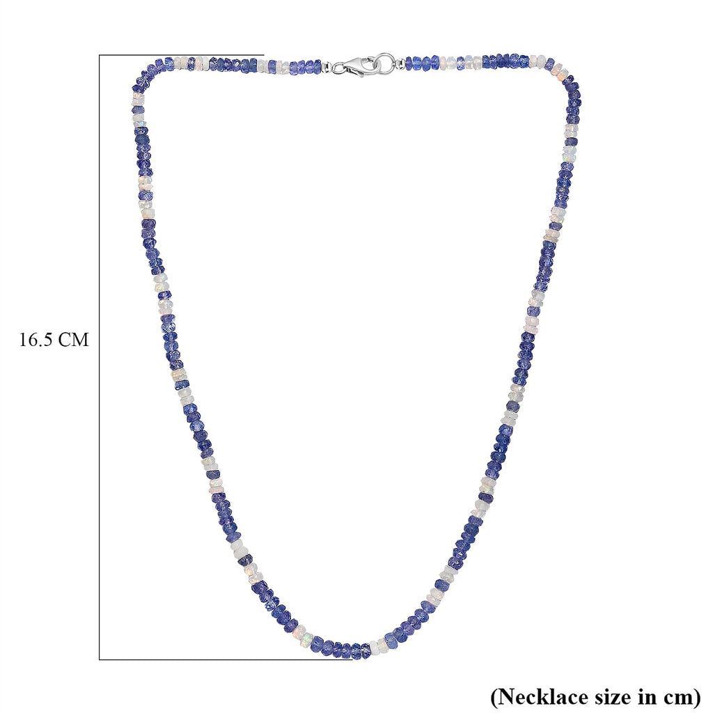 Tanzanite,Ethiopian Opal  Necklace (Size - 18) in Rhodium Sterling Silver 60.0 ct