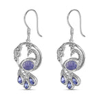 Tanzanite  Fancy Earring in rhodium Sterling Silver 5.14 ct,  Silver Wt. 8.65 Gms  5.138  Ct.