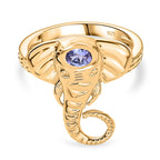 Tanzanite Elephant Head Ring in Yellow Gold Plated Sterling Silver