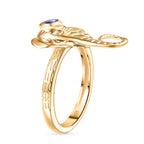 Tanzanite Elephant Head Ring in Yellow Gold Plated Sterling Silver