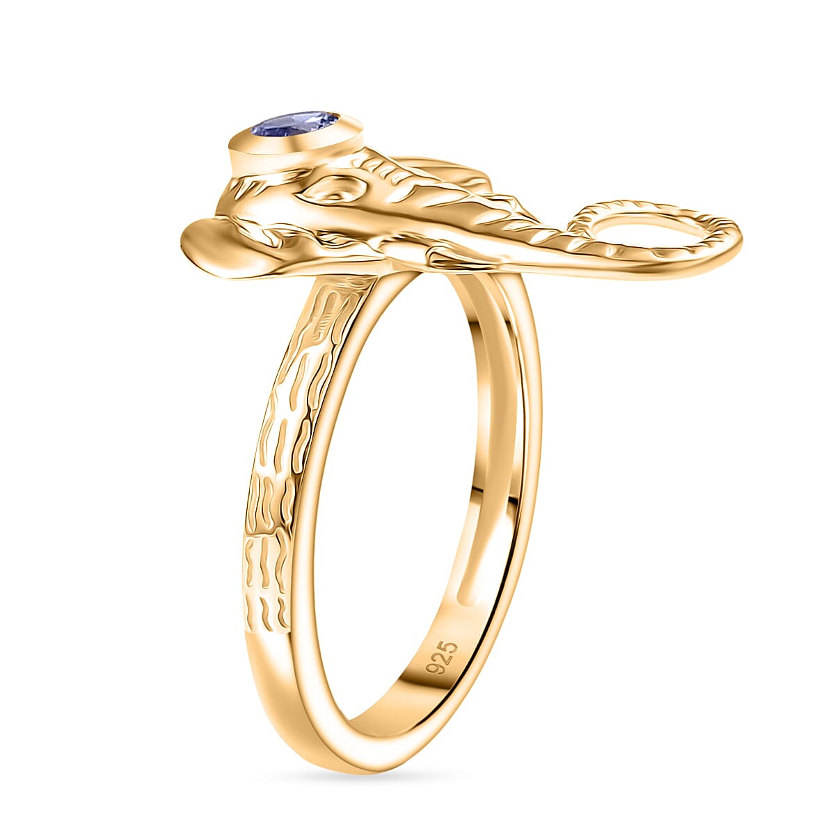 Tanzanite Elephant Head Ring in Yellow Gold Plated Sterling Silver 8275941 3