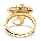 Tanzanite Elephant Head Ring in Yellow Gold Plated Sterling Silver