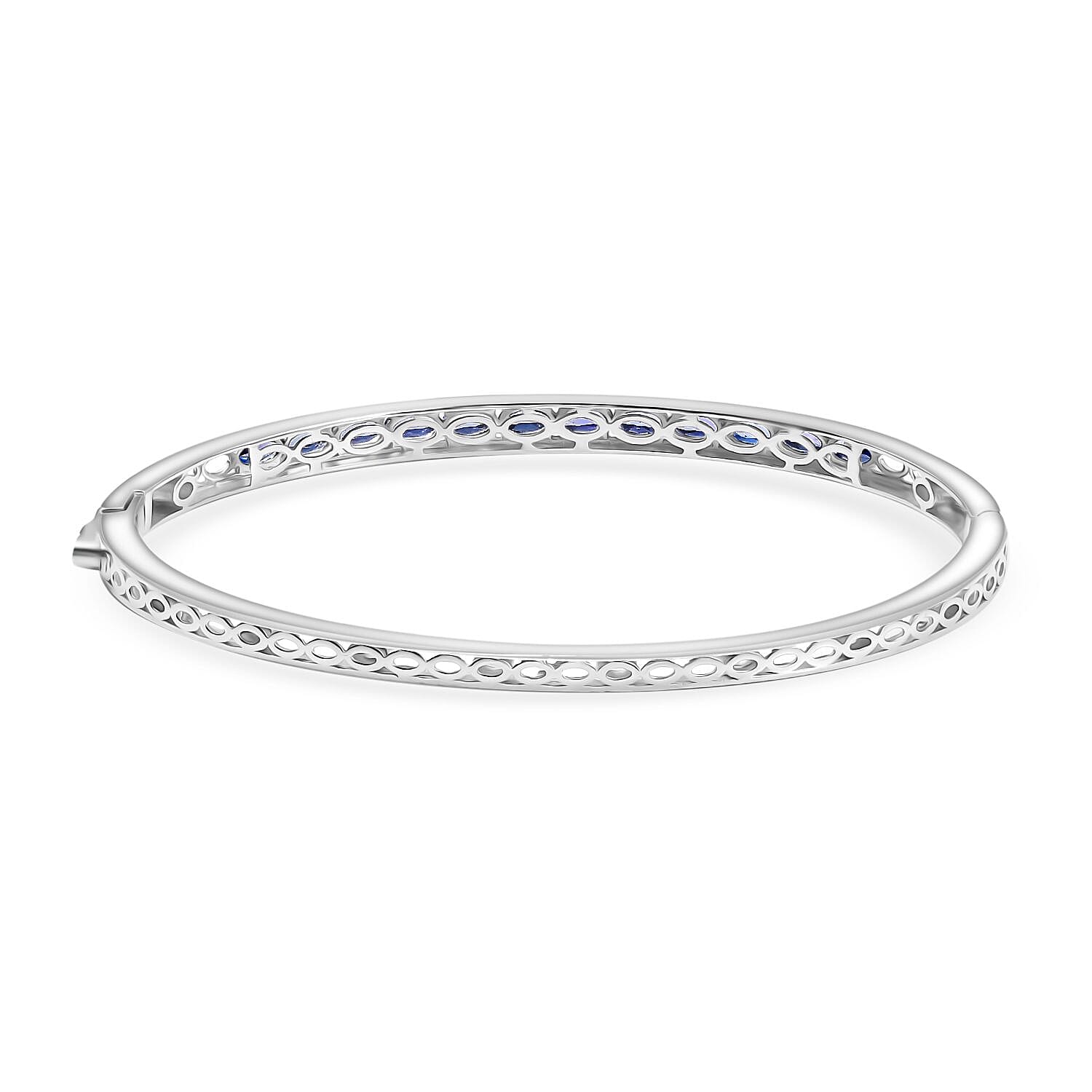Tanzanite Openable Bangle (Size 7.5) in Rhodium Overlay Sterling Silver 8039882 5
