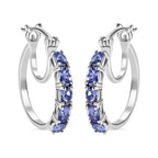 Tanzanite Full Hoop Earring With Clasp in Rhodium Overlay Sterling Silver 1.80 Ct.