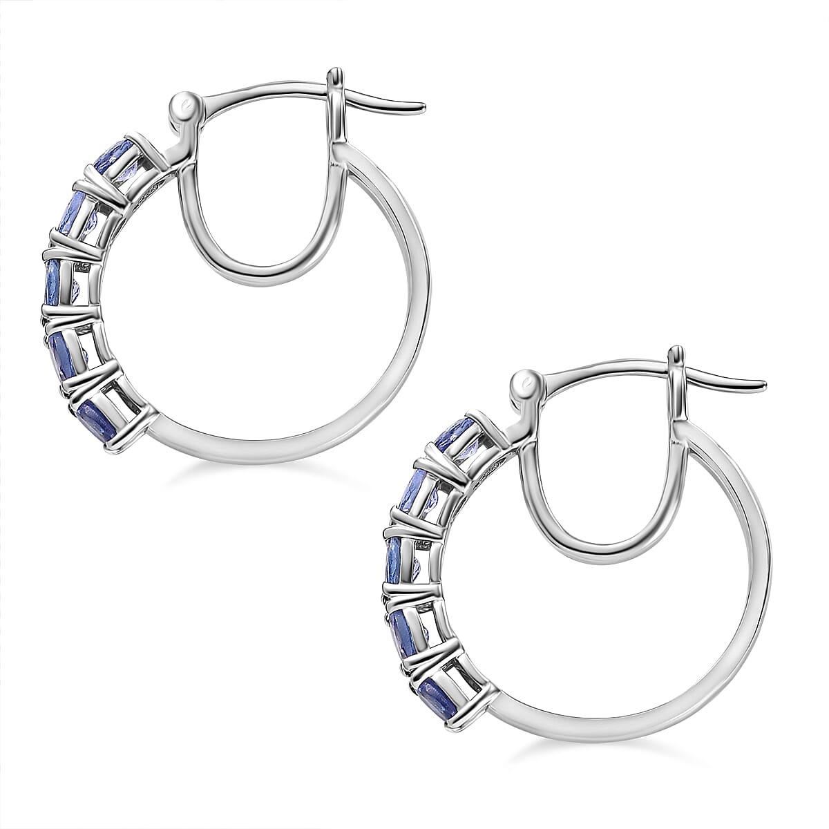 Tanzanite Full Hoop Earring With Clasp in Rhodium Overlay Sterling Silver 7994108 5