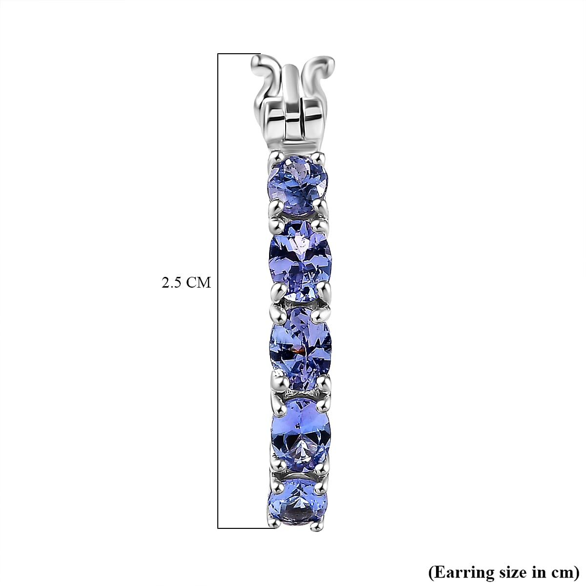 Tanzanite Full Hoop Earring With Clasp in Rhodium Overlay Sterling Silver 7994108 6