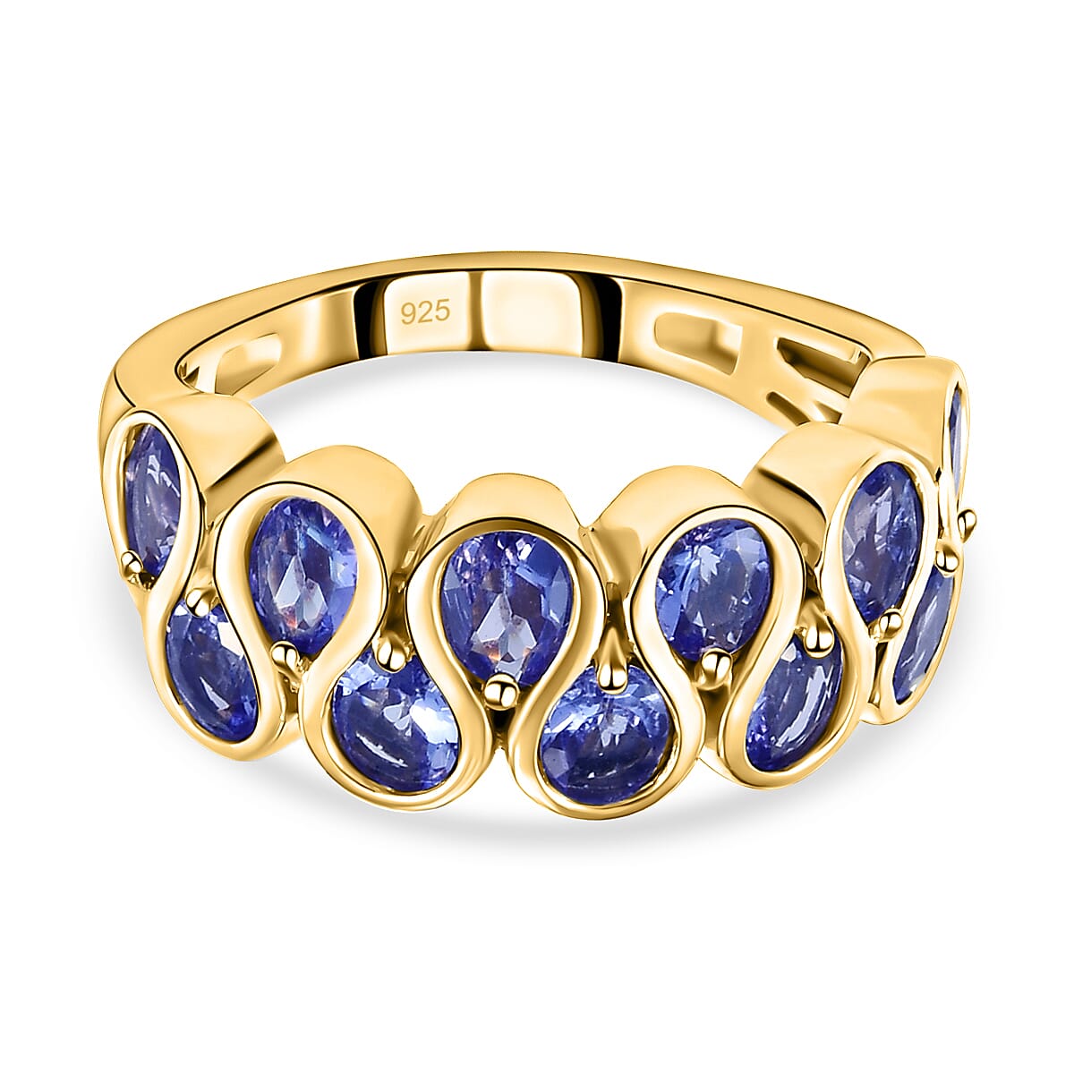 Tanzanite Half Eternity Ring in 18K Yellow Gold Vermeil Plated Sterling Silver 1.84 Ct. 7231883 6