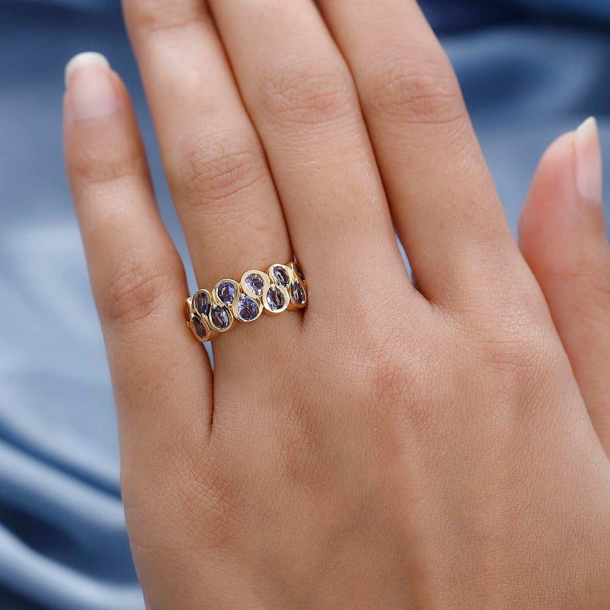 Tanzanite Half Eternity Ring in 18K Yellow Gold Vermeil Plated Sterling Silver 1.84 Ct. 7231883 8