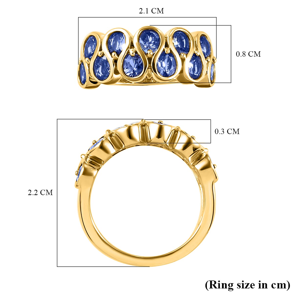Tanzanite Half Eternity Ring in 18K Yellow Gold Vermeil Plated Sterling Silver 1.84 Ct. 7231883 11