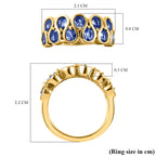 Tanzanite Half Eternity Ring in 18K Yellow Gold Vermeil Plated Sterling Silver 1.84 Ct.