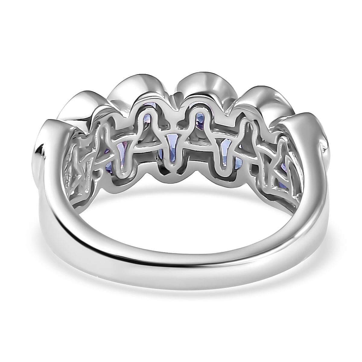 Tanzanite Half Eternity Ring in Platinum Overlay Sterling Silver 2.10 Ct. 7083501 10