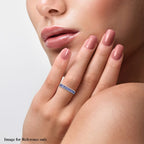Tanzanite Half Eternity Band Ring in Rhodium Overlay Sterling Silver