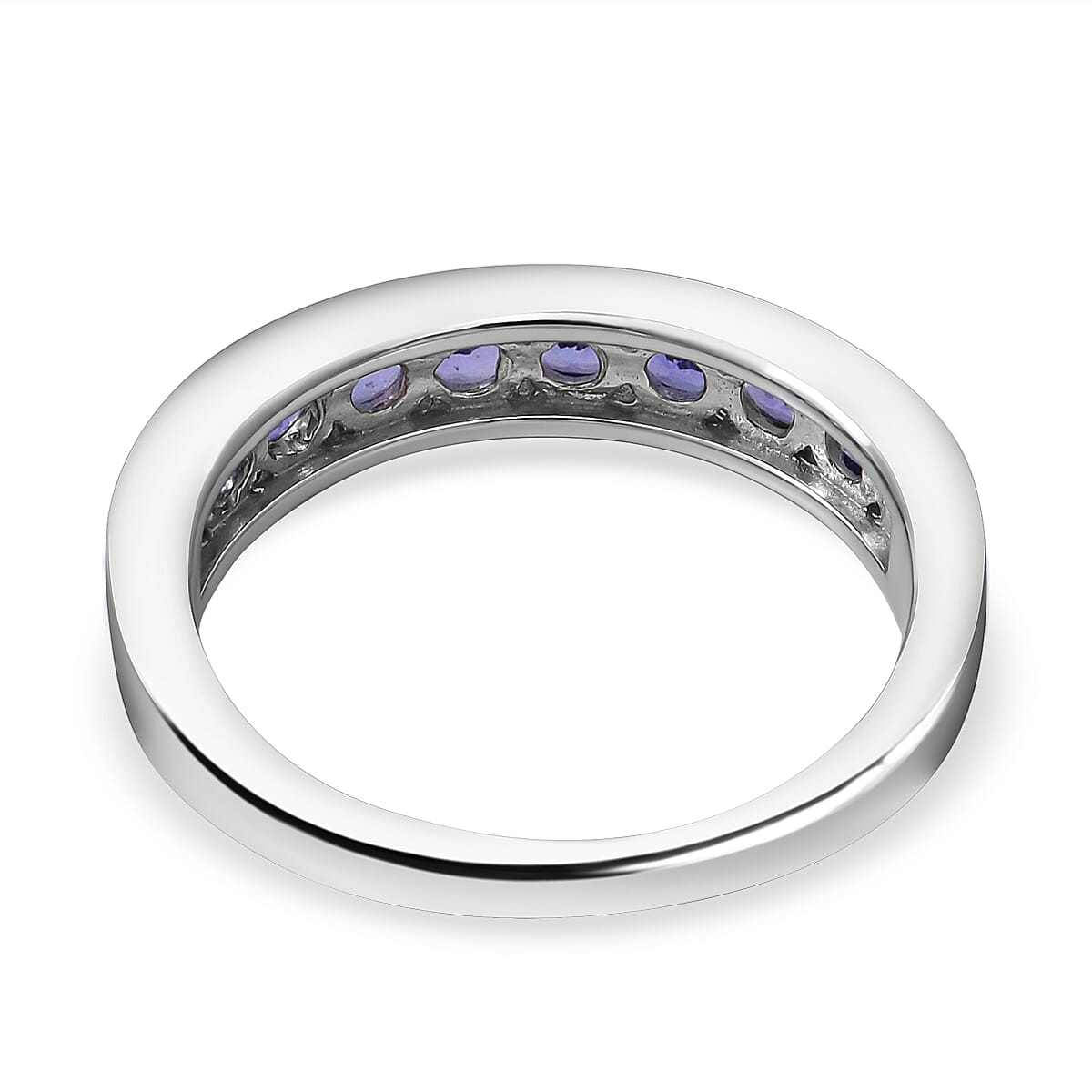 Tanzanite Half Eternity Wedding Band Ring in Rhodium Overlay Sterling Silver 7010712 9