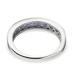 Tanzanite Half Eternity Band Ring in Rhodium Overlay Sterling Silver