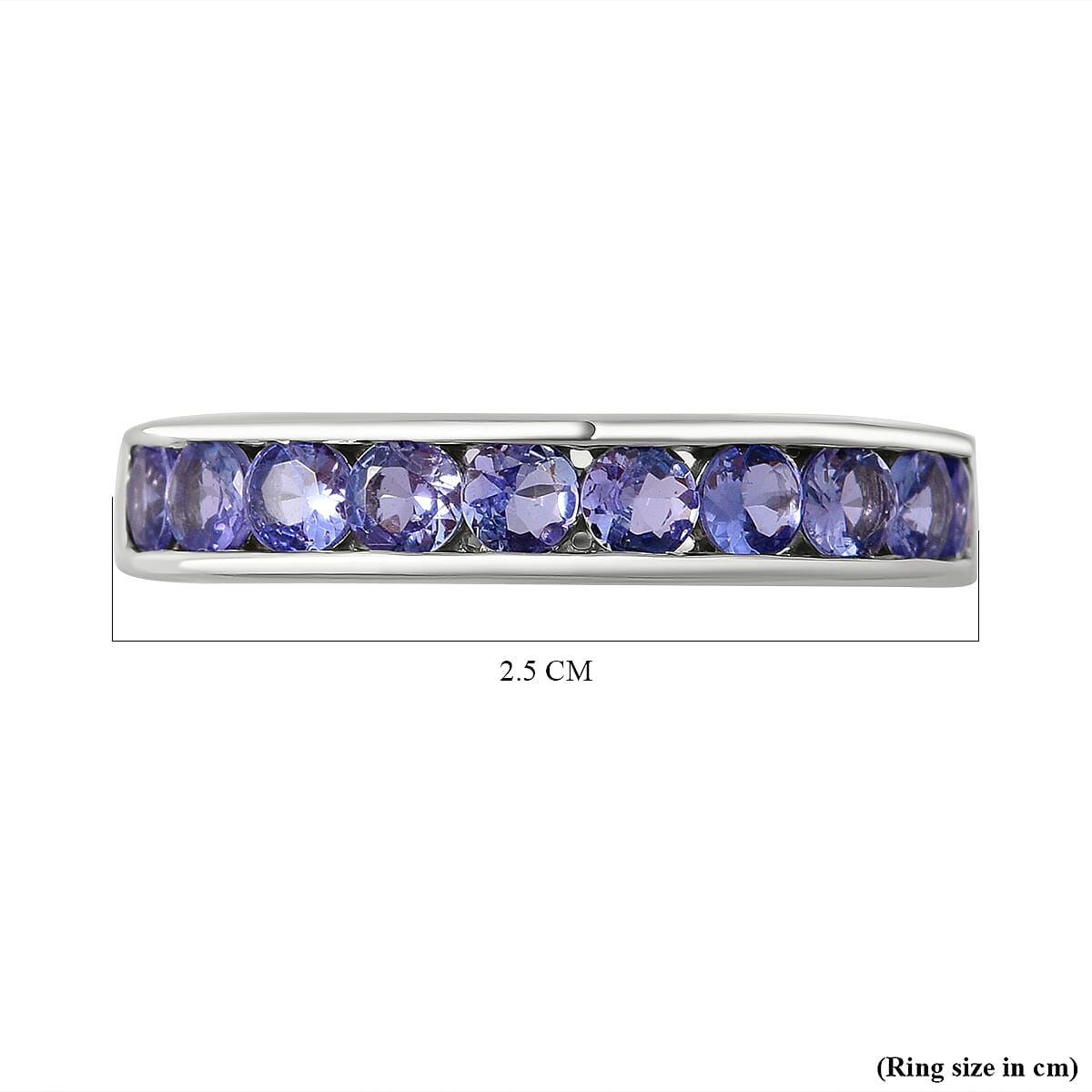 Tanzanite Half Eternity Wedding Band Ring in Rhodium Overlay Sterling Silver 7010712 11