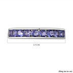 Tanzanite Half Eternity Band Ring in Rhodium Overlay Sterling Silver