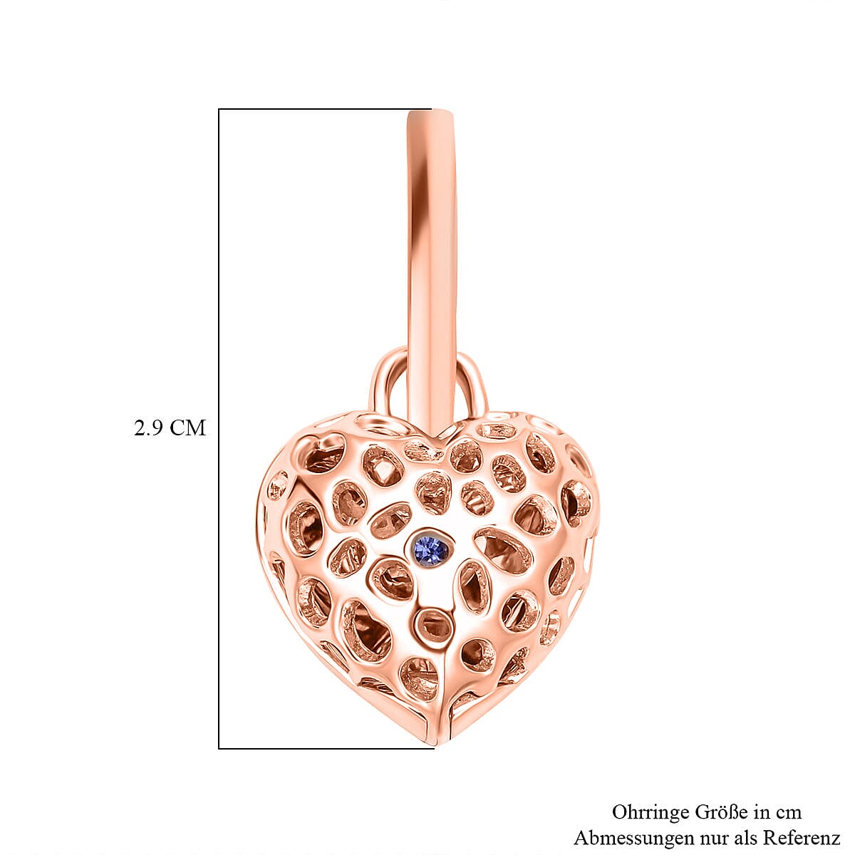 Tanzanite Heart Hoop Earrings in Vermeil Rose Gold Sterling Silver 0.37 Ct, Silver Wt. 8.1 Gms 3888879 9